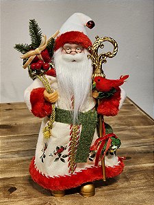 PAPAI NOEL CARDEAL EM PÉ VERMELHO E VERDE 30CM