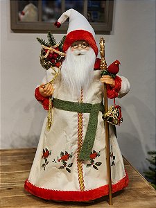 PAPAI NOEL CARDEAL EM PÉ VERMELHO E VERDE 60CM