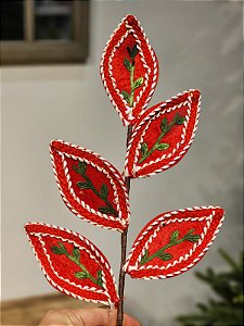 GALHO FOLHA VERMELHO E BRANCO 53CM