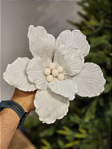 FLOR BICO DE PAPAGAIO AVELUDADO OFF WHITE 27CM