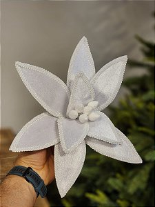 FLOR BICO DE PAPAGAIO AVELUDADO BRANCO 32CM