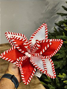 FLOR BICO DE PAPAGAIO VERMELHO E BRANCO CANDY 28CM