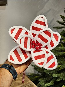 FLOR BICO DE PAPAGAIO VERMELHO E BRANCO 39CM