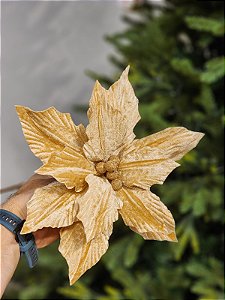FLOR BICO DE PAPAGAIO AVELUDADO CHAMPANHE 25CM