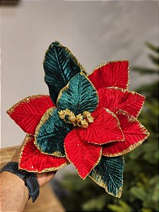 FLOR BICO DE PAPAGAIO VERDE E VERMELHO 28CM