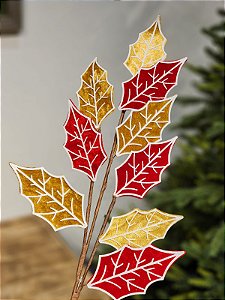 GALHO FOLHA VERMELHO E BEGE 78CM