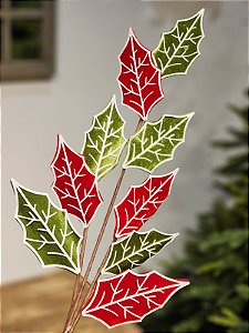 GALHO FOLHA VERMELHO E VERDE 78CM
