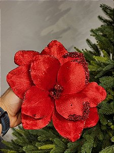FLOR BICO DE PAPAGAIO AVELUDADO VERMELHO 35CM