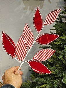 GALHO FOLHA VERMELHO E BRANCO 63CM