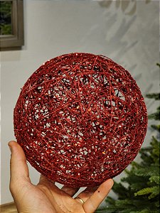 BOLA DECORADA ARAMADA VERMELHO 20CM COM 1 UNID