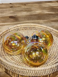 BOLA DECORADA DOURADO FURTA-COR 8CM COM 3 UNIDS