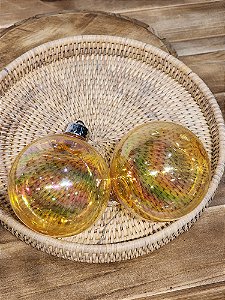 BOLA DECORADA DOURADO FURTA-COR 10CM COM 2 UNIDS