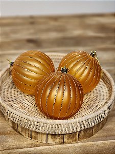 BOLA DECORADA DOURADO 10CM COM 3 UNIDS