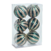 BOLA DECORADA GOMOS VERDE E DOURADO 8CM C/6 UNIDS