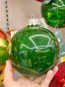 BOLA DECORADA VERDE PEROLIZADO 15CM COM 1 UNID