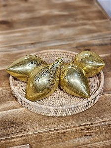 PENDENTE DECORATIVO ORNAMENTO OURO 10CM COM 4UNIDS