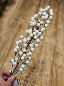 GALHO DECORATIVO BERRY BRANCO 80CM