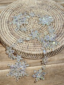 PENDENTE DECORATIVO CORDÃO DE GELO COM FLOCOS DE NEVE TRANSPARENTE 1 METRO