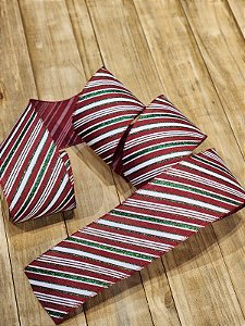 FITA ARAMADA LINHO C/ COSTURA BRANCO, VERMELHO E VERDE