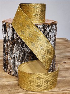 FITA ARAMADA VELUDO CHAMPANHE E DOURADO C/ GLITTER