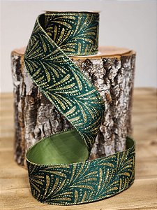 FITA ARAMADA VELUDO VERDE E DOURADO C/ GLITTER