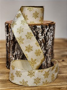 FITA ARAMADA VELUDO CHAMPANHE E DOURADO C/ GLITTER