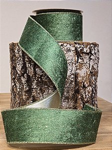 FITA ARAMADA VELUDO VERDE E DOURADO C/ GLITTER