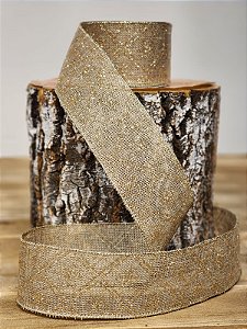 FITA ARAMADA JUTA C/ GLITTER BEGE E CHAMPANHE