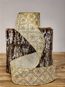 FITA ARAMADA JUTA C/ GLITTER BRANCO E DOURADO