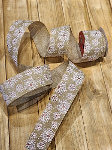 FITA ARAMADA NATURAL, BRANCO E ROSA C/ GLITTER