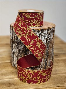 FITA ARAMADA VELUDO C/ GLITTER VERMELHO E DOURADO