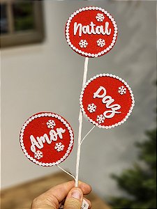 GALHO DECORATIVO VERMELHO E BRANCO 50CM
