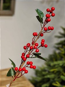 GALHO DECORATIVO BERRY VERMELHO 60CM