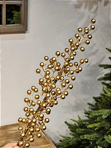 GALHO DECORATIVO BERRY DOURADO 75CM