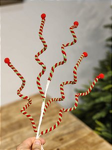 GALHO DECORATIVO CANDY CANNE VERMELHO E VERDE 63CM