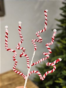 GALHO DECORATIVO CANDY CANNE VERMELHO E ROSA 63CM