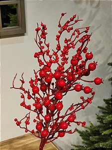 GALHO DECORATIVO BERRY VERMELHO 60CM