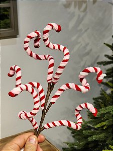 GALHO DECORATIVO CANDY CANNE VERMELHO E ROSA 56CM