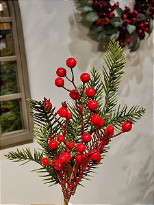 GALHO DECORATIVO BERRY VERMELHO 38CM