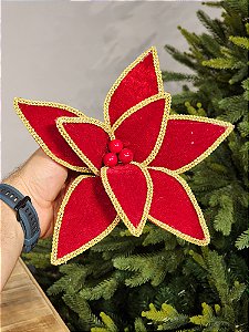 FLOR BICO DE PAPAGAIO AVELUDADO VERMELHO 28CM