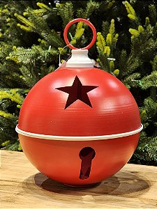 GUIZO DECORATIVO METAL VERMELHO E BRANCO 28,5CM