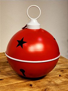 GUIZO DECORATIVO METAL VERMELHO E BRANCO 40CM