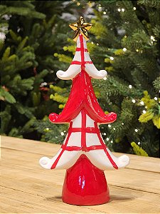 ÁRVORE DECORATIVA VERMELHO E BRANCO 21,4CM