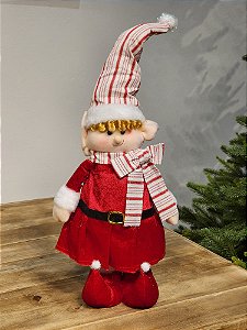 ELFO EM PÉ VERMELHO E BRANCO 52CM
