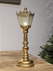 POSTE EM RESINA DOURADO COM LED 41,5CM