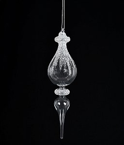 PENDENTE ORNAMENTO DE VIDRO TRANSPARENTE 26,5CM