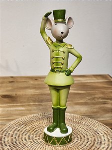 CAMUNDONGO EM PÉ EM RESINA VERDE MINT 27CM