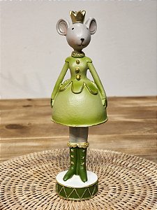 CAMUNDONGO EM PÉ EM RESINA VERDE MINT 21,5CM