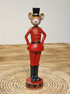 CAMUNDONGO EM PÉ EM RESINA VERMELHO 21,5CM