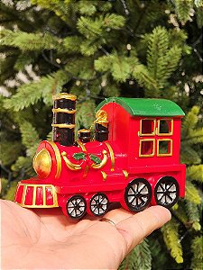 PENDENTE ORNAMENTO TRENZINHO VERMELHO E VERDE 10CM